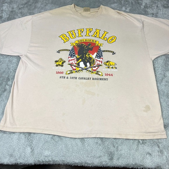 Buffalo Soldiers Shirt Mens 4XL Brown 1866 9th 10th 24th 25th Cavalry Flaw - Picture 2 of 10